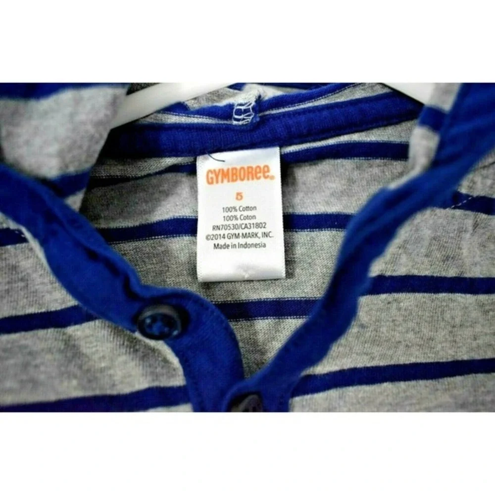 GYMBOREE kids HOODIE grey/navy striped front pocket lightweight toddler - SIZE 5